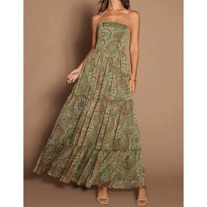 Azazie‎ Atelier Jarah Sage Paisley Maxi Dress Size 4
